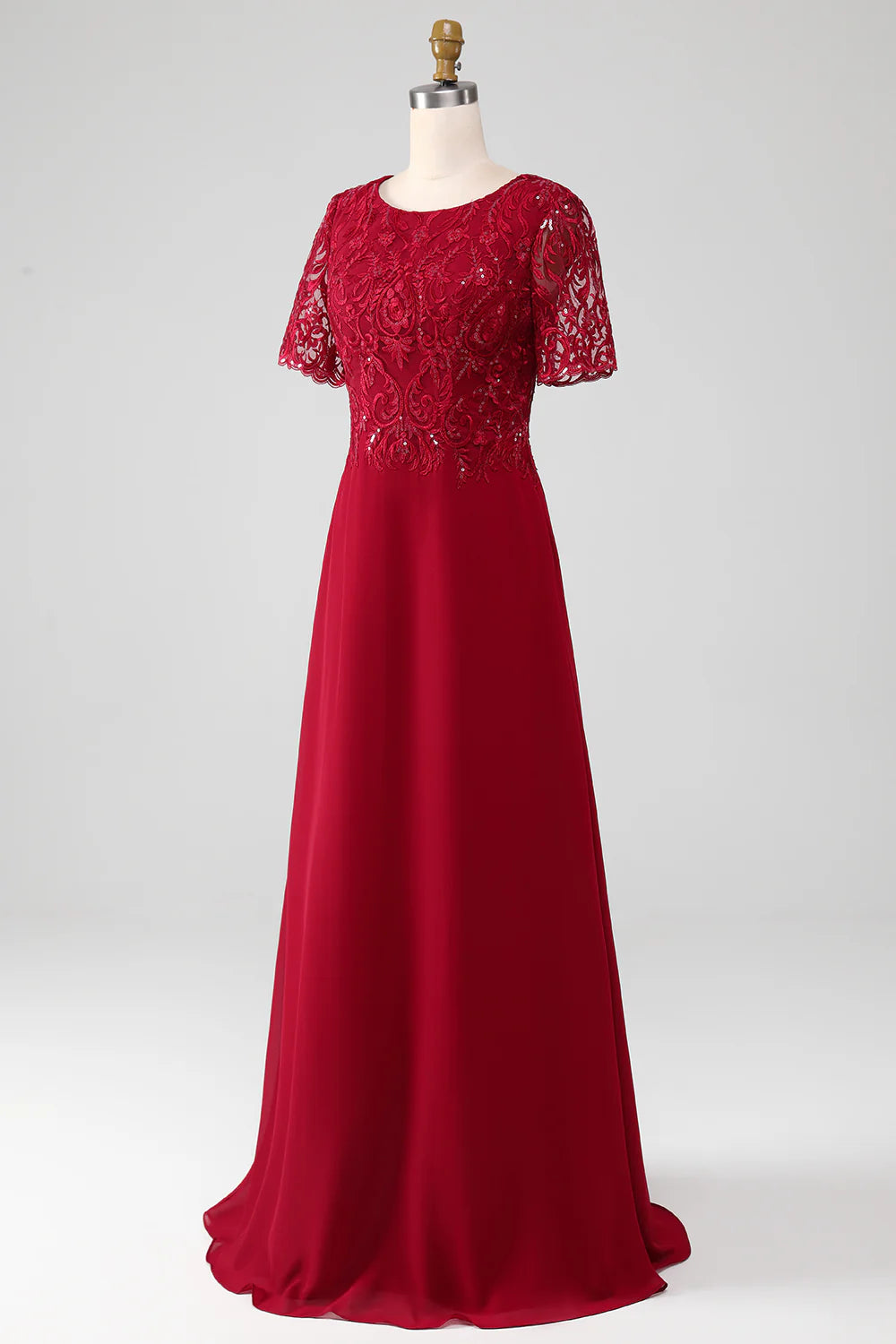 A Line Scoop Neck Sequin Mother of Bride Dress With Appliques
