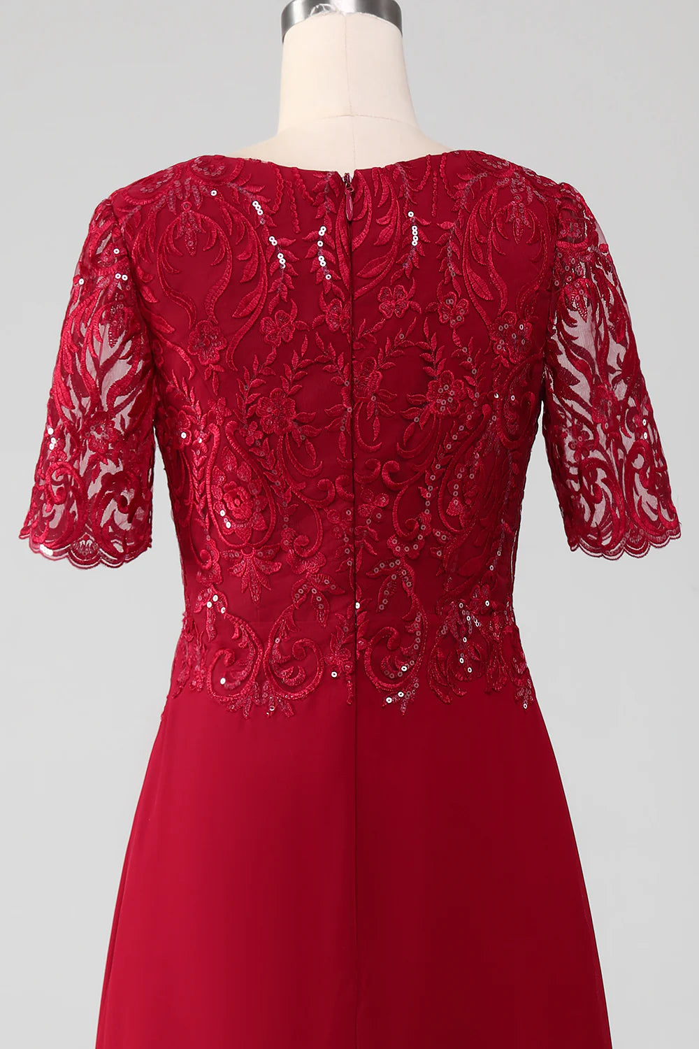 A Line Scoop Neck Sequin Mother of Bride Dress With Appliques