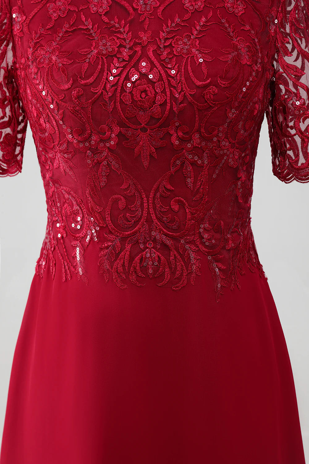 A Line Scoop Neck Sequin Mother of Bride Dress With Appliques