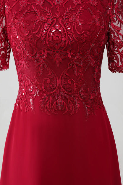 A Line Scoop Neck Sequin Mother of Bride Dress With Appliques