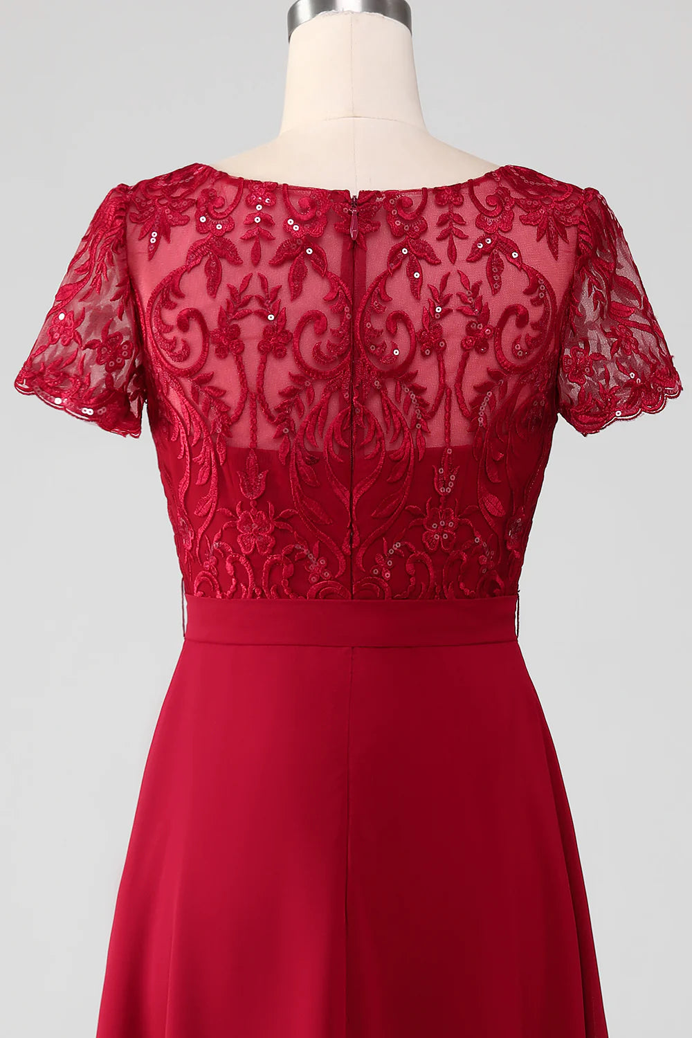 Scoop Neck Asymmetrical Sparkly Sequin Mother of Bride Dress with Appliques