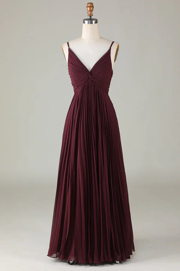 A-line Sleeveless Cabernet Sauvignon Bridesmaid Dress Floor Length