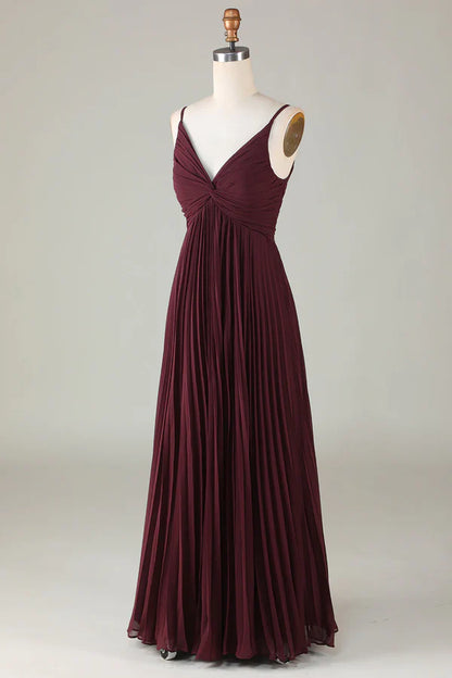 A-line Sleeveless Cabernet Sauvignon Bridesmaid Dress Floor Length