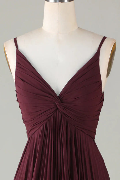 A-line Sleeveless Cabernet Sauvignon Bridesmaid Dress Floor Length