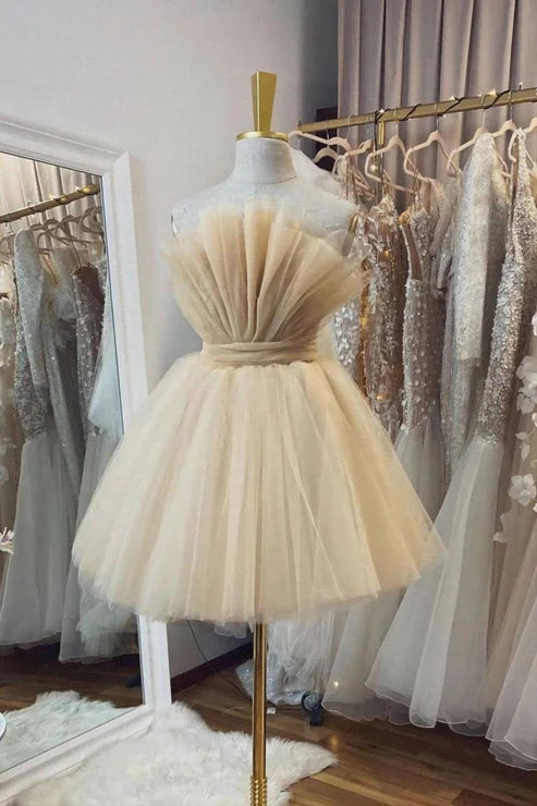 Tulle Short Homecoming Dress With Bow Back