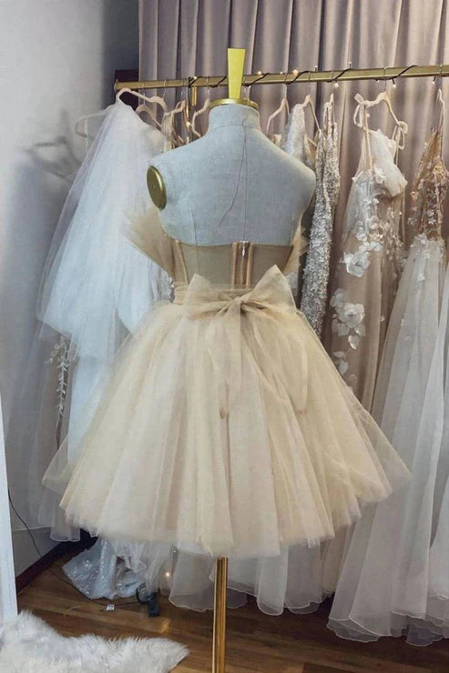 Tulle Short Homecoming Dress With Bow Back