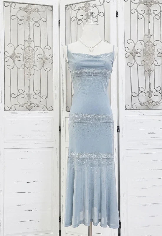 Charming Mermaid Spaghetti Straps Sleeveless Prom Dress Elegant Evening Party Dress Shiny Vacation Beach Dress