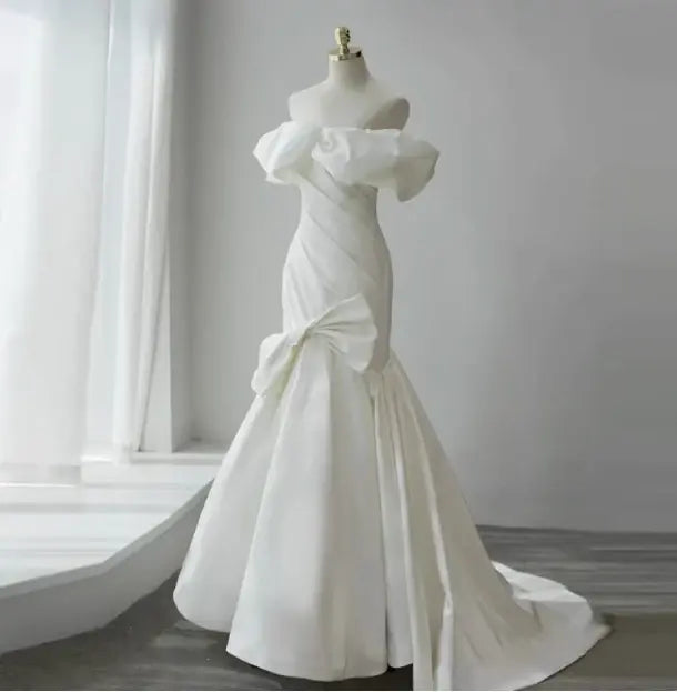 Charming Off the Shoulder Long Formal Prom Dress Elegant Evening Gowns Modern Wedding Dress