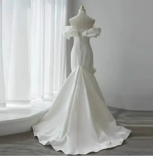 Charming Off the Shoulder Long Formal Prom Dress Elegant Evening Gowns Modern Wedding Dress