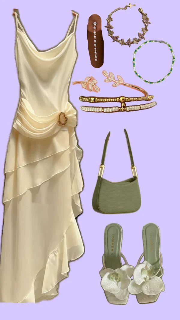 Chic Spaghetti Straps Prom Dress Elegant Evening Party Dress Charming Wedding Guest Dress