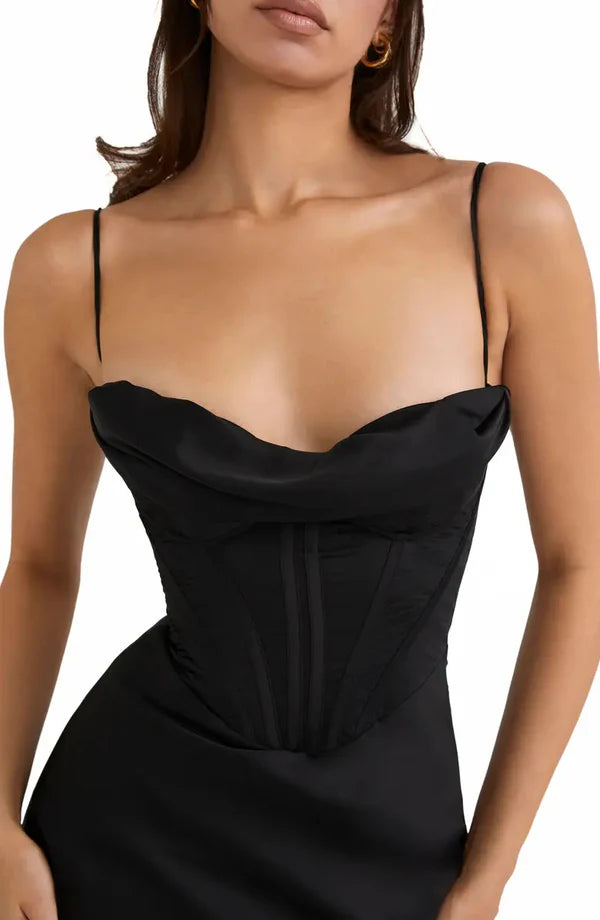 Noble and elegant thin shoulder straps off the shoulder tight corset off the back prom dress Evening Dress