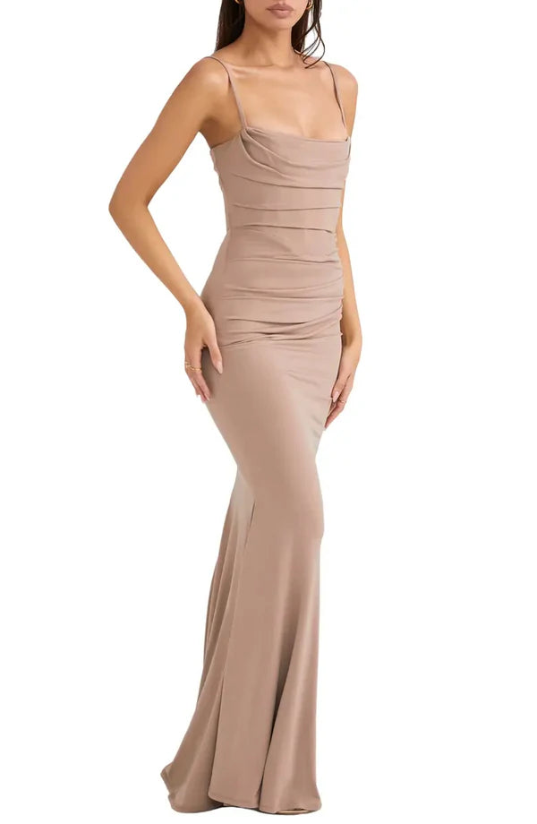 Noble thin shoulder strap off shoulder tight corset and ground length off shoulder prom dress Evening Dress