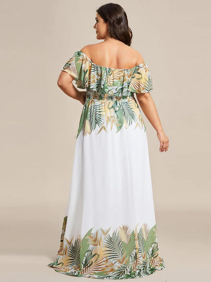 Stunning Plus Size Off the Shoulder Chiffon Evening Dress