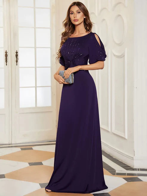 Trendy Round Neck Bodycon Wedding Guest Dress with Half Sleeves/Prom Dresses Party Dresses Wedding Guest Dresses