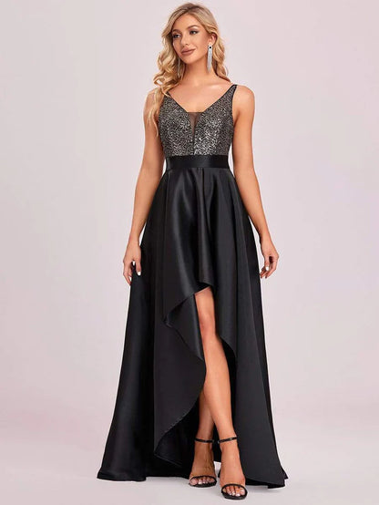 Sexy Backless Sparkly Prom Dresses for Women with Irregular Hem