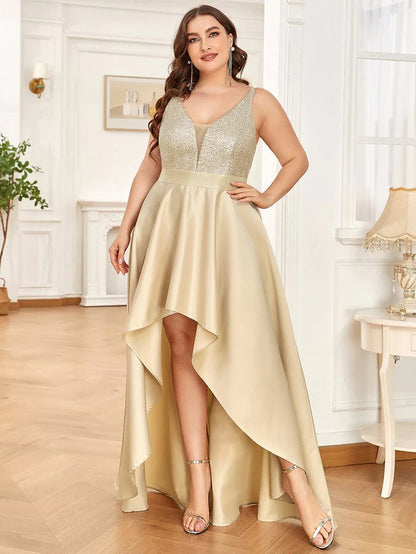 Sparkly Plus Size Prom Dresses for Women with Irregular Hem