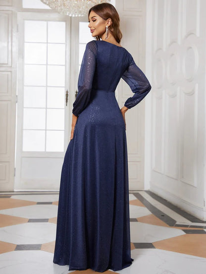 Stunning V-Neck Long Sleeve Wedding Guest Dresses