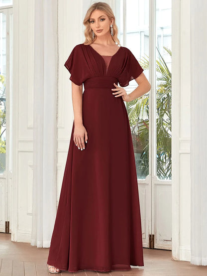 Women's A-Line Empire Waist Chiffon Evening Party Maxi Dress