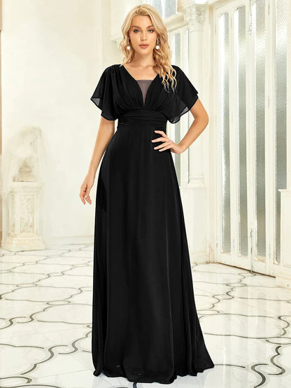 Women's A-Line Empire Waist Chiffon Evening Party Maxi Dress