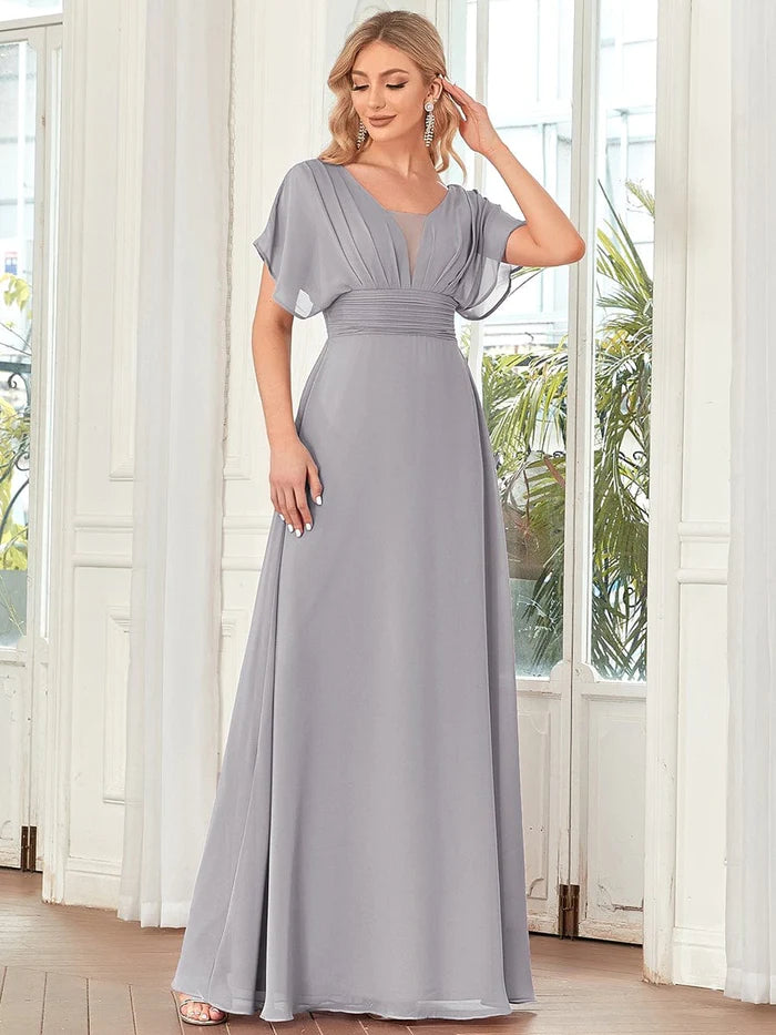 Women's A-Line Empire Waist Chiffon Evening Party Maxi Dress