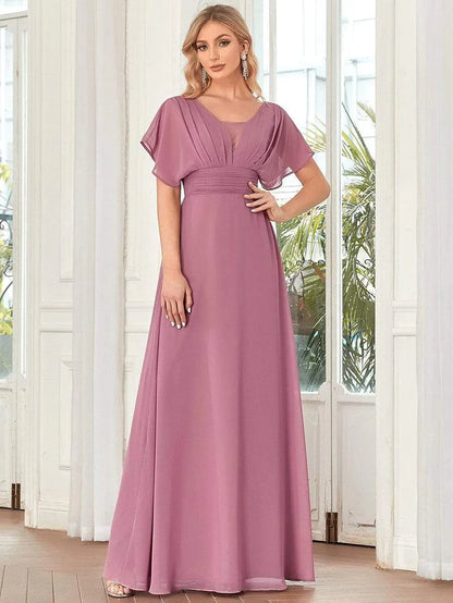 Women's A-Line Empire Waist Chiffon Evening Party Maxi Dress