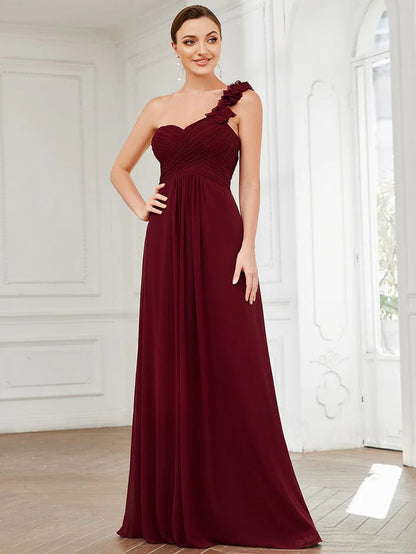 Chiffon One Shoulder Long Bridesmaid Dresses