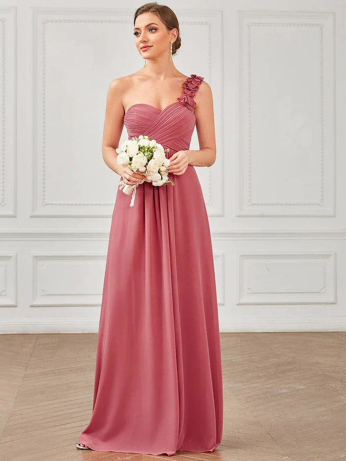 Chiffon One Shoulder Long Bridesmaid Dresses