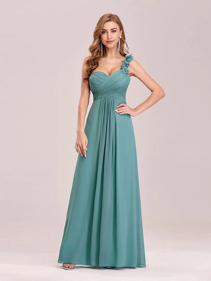 Chiffon One Shoulder Long Bridesmaid Dresses