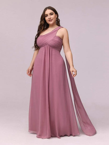 Plus Size Chiffon One Shoulder Maxi Evening Dresses