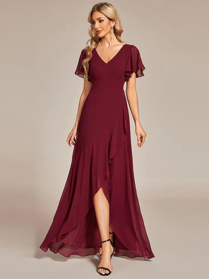 Charming Chiffon Bridesmaid Dress with Lotus Leaf Hemline