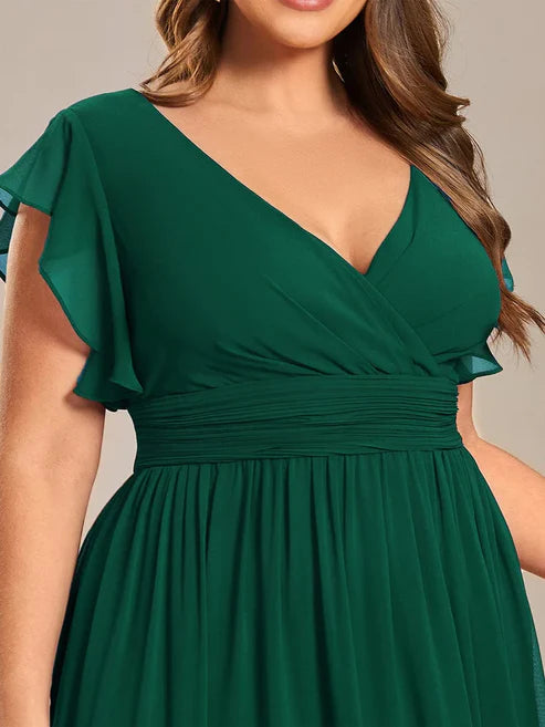 Party Dresses Wedding Guest Dresses Plus Size Chiffon Pleated A-Line Back Cutout Bridesmaid Dress/Prom Dresses