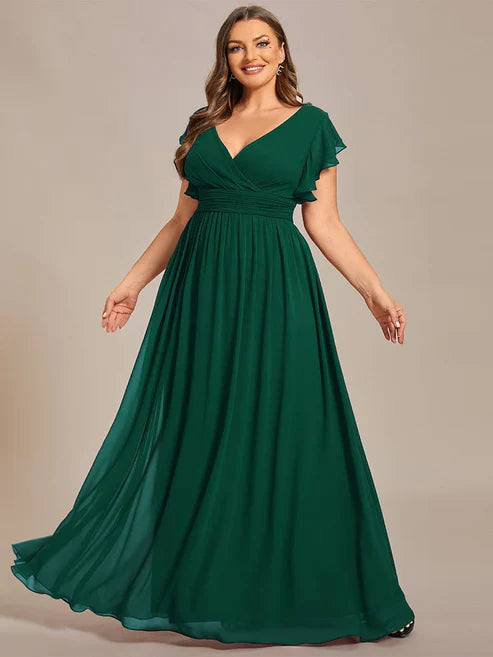 Party Dresses Wedding Guest Dresses Plus Size Chiffon Pleated A-Line Back Cutout Bridesmaid Dress/Prom Dresses