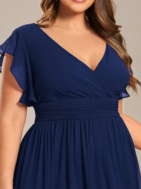 Party Dresses Wedding Guest Dresses Plus Size Chiffon Pleated A-Line Back Cutout Bridesmaid Dress/Prom Dresses