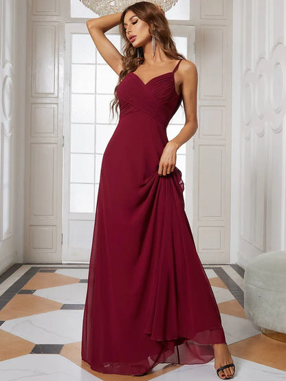 Sweetheart Draped Back Floor Length Bridesmaid Dress