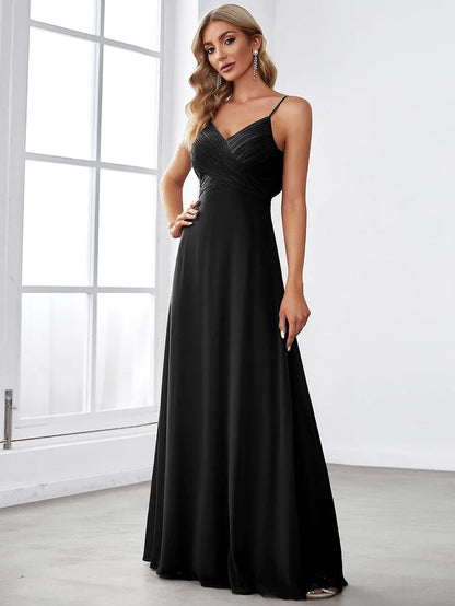 Sweetheart Draped Back Floor Length Bridesmaid Dress