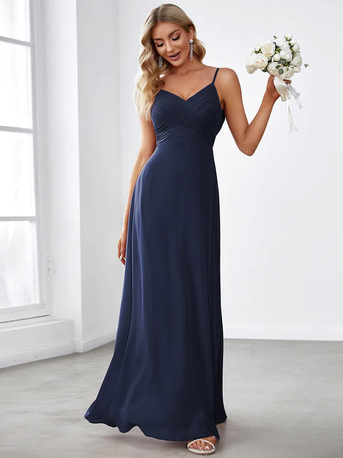 Sweetheart Draped Back Floor Length Bridesmaid Dress