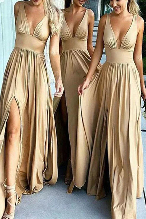 A Line Off-the-Shoulder Short Sheath Modest Bridesmaid Dresses With Split