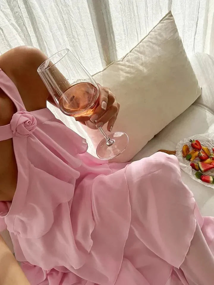 Elegant A Line Sleeveless Layered Long Prom Dress Charming Evening Party Dress Vacation Beach Dress