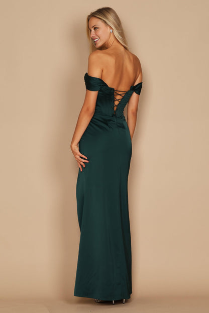Women's Formal Dresses Elegant Long Prom Gowns Evening Dresses Floor Length Satin with Ruched Slit