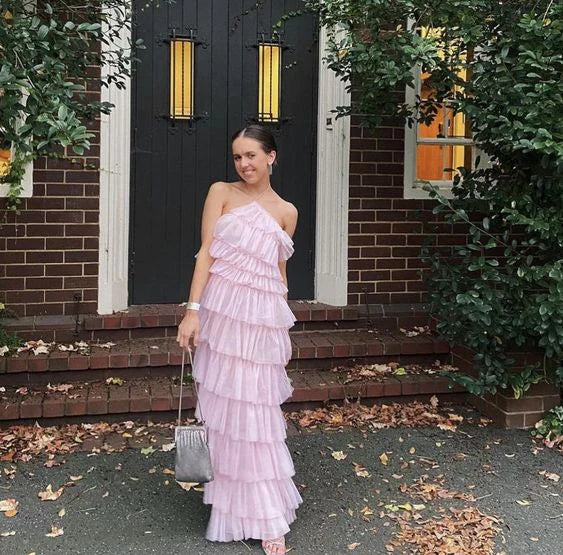 Unique Halter Layered Tulle Prom Dresses Long Bridesmaid Dresses Charming Evening Party Dress