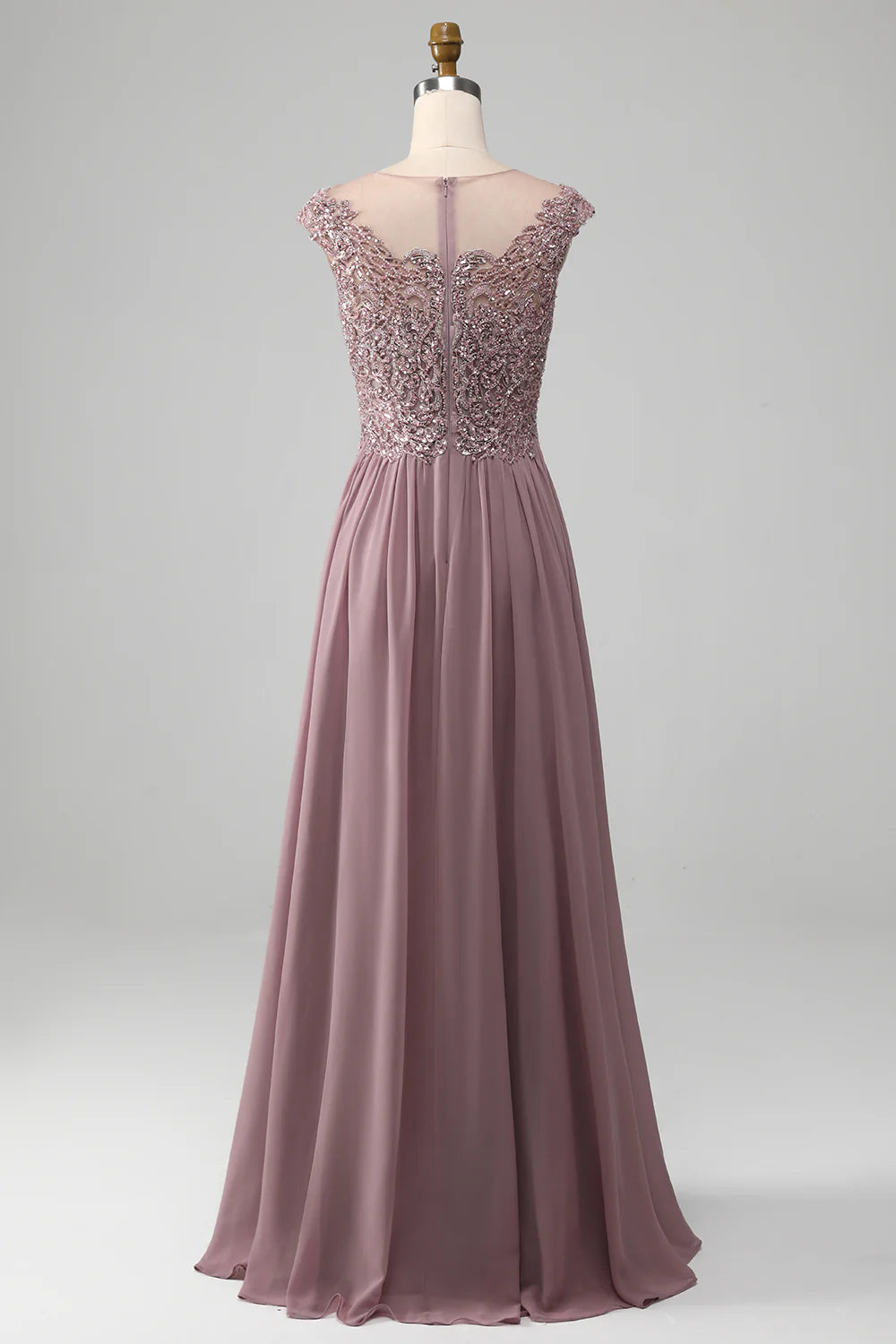 A-line  Chiffon Scoop Neck Mother of the Bride Dress With Sequins