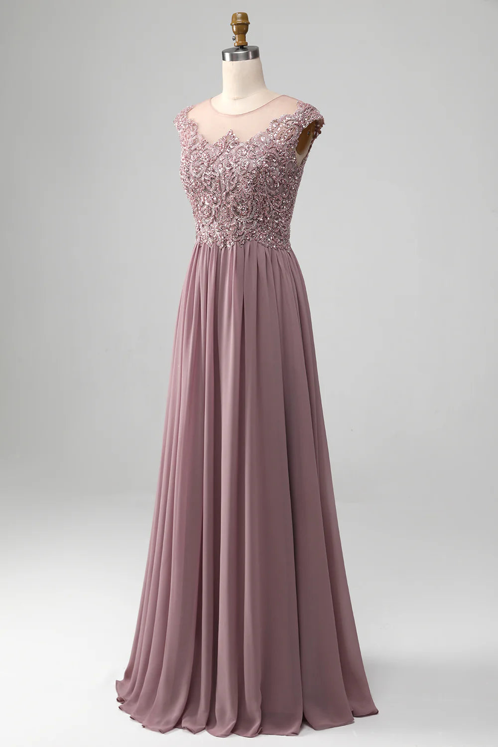 A-line  Chiffon Scoop Neck Mother of the Bride Dress With Sequins
