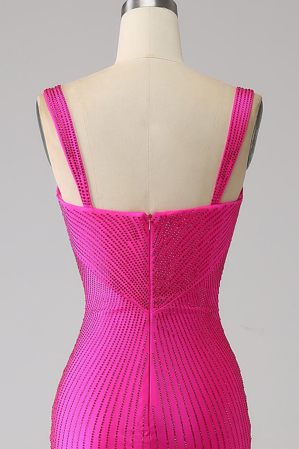 Sparkly Mermaid Hot Pink Prom Dress with Hollow-out Sexy