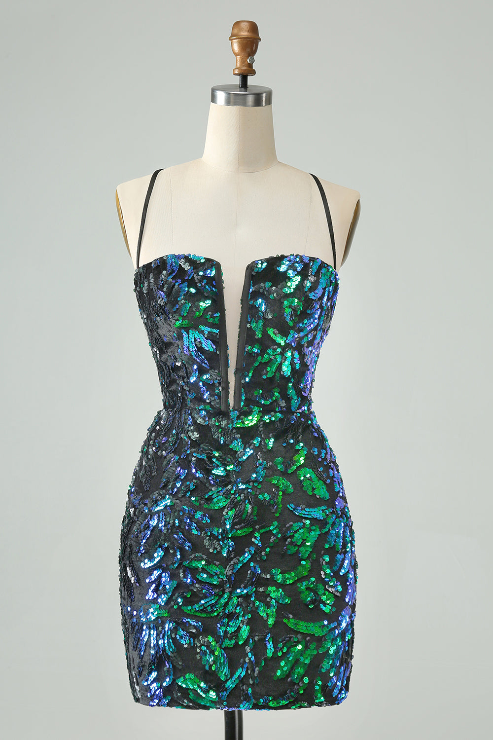 Pretty Fuchsia Black Bodycon Sparkly Sequin Short Homecoming Dress Sexy