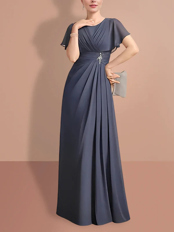 A-line/Princess Short sleeved Jewel Neck mother of the bride dresses Floor Length