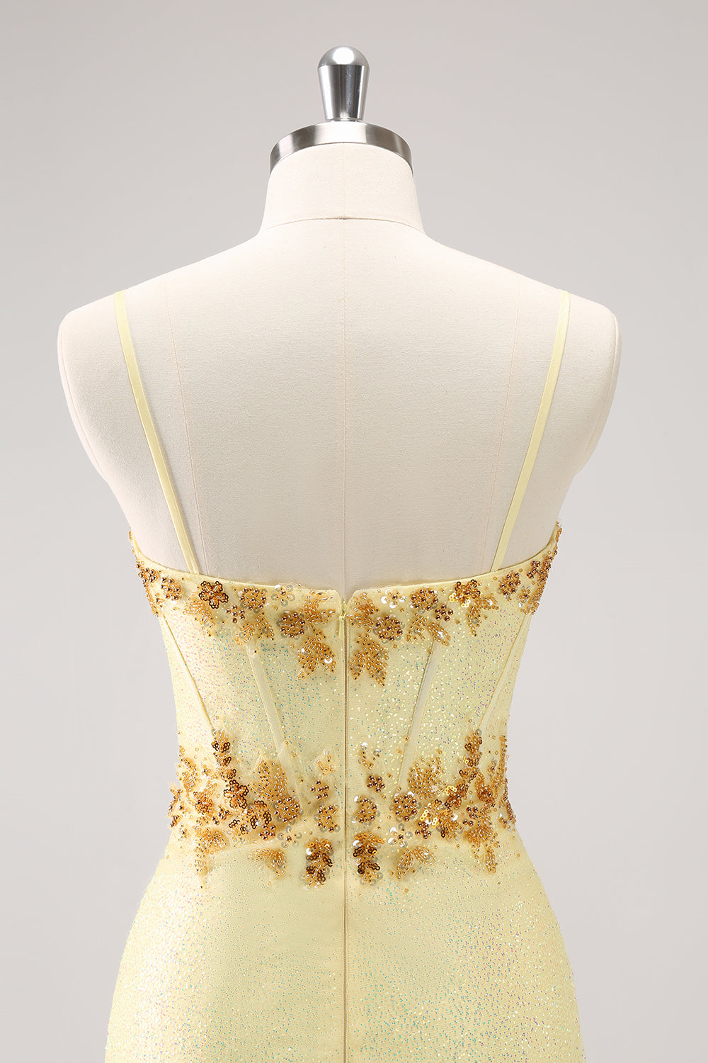 Sparkly Yellow Bodycon Corset Short Homecoming Dress with Beading Sexy