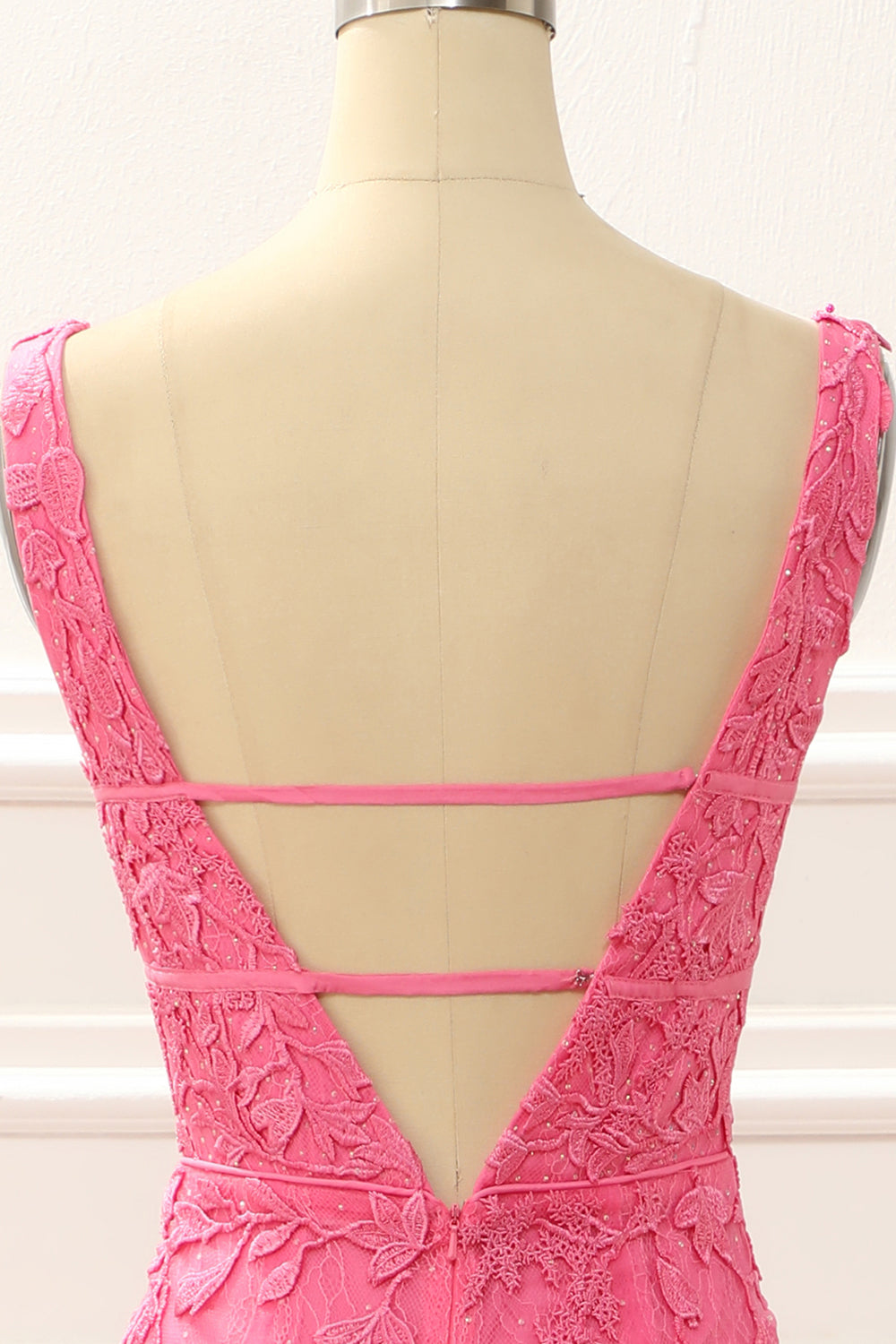 Hot Pink Tulle Mermaid Prom Dress With Appliques Floor Length Beautiful