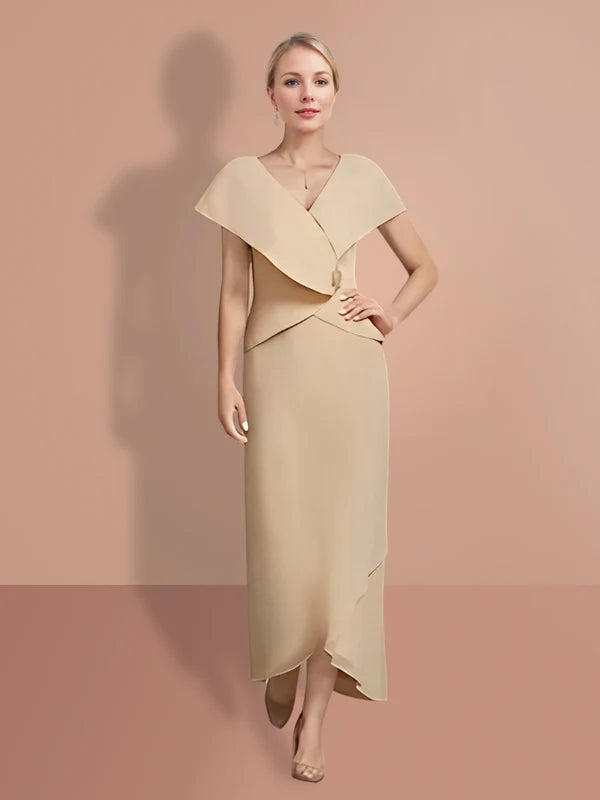 A-line/Princess Short sleeved V-neck mother of the bride dresses Elegant