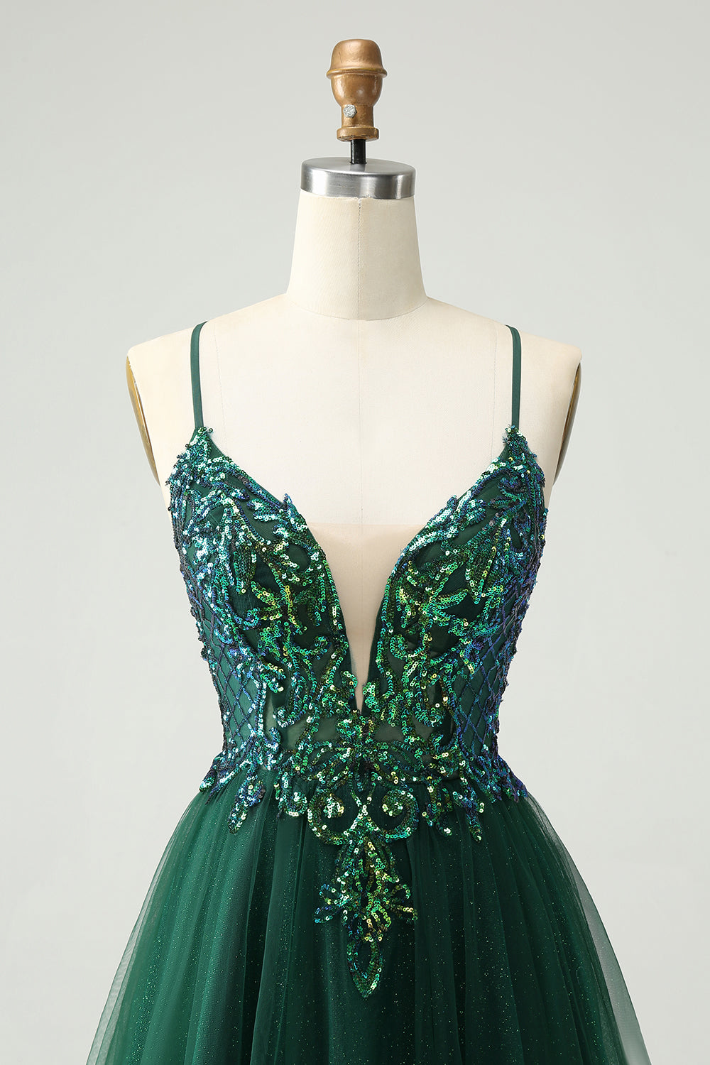 Cute Dark Green A Line V Neck Sequin Short Homecoming Dress with Appliques Sexy