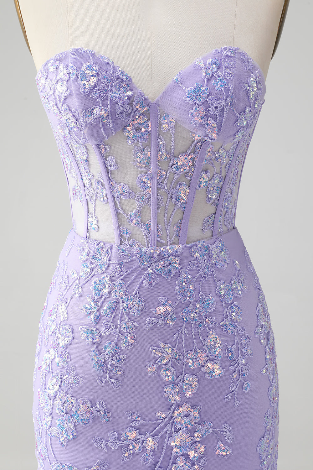 Classy Lilac Bodycon Sweetheart Corset Short Homecoming Dress with Sequins Off Shoulder